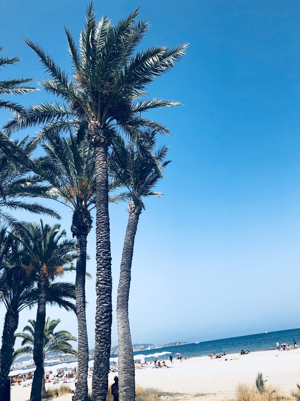 Plage de Pampelonne sous le soleil, sable doré et eau turquoise du golfe de Saint-Tropez